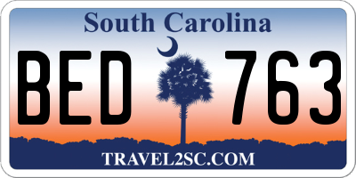 SC license plate BED763