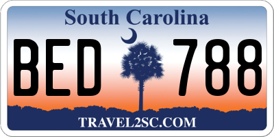 SC license plate BED788