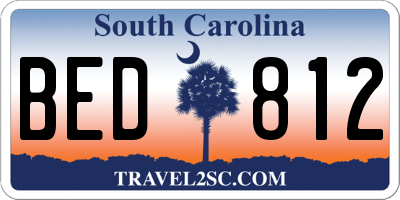 SC license plate BED812