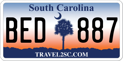 SC license plate BED887