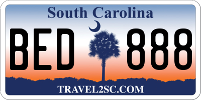 SC license plate BED888