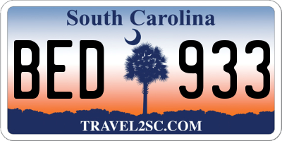 SC license plate BED933