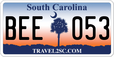 SC license plate BEE053