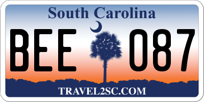 SC license plate BEE087