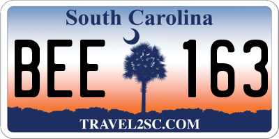 SC license plate BEE163