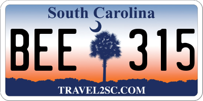 SC license plate BEE315
