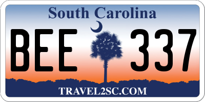 SC license plate BEE337