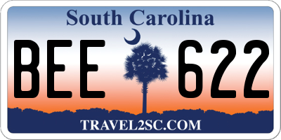 SC license plate BEE622