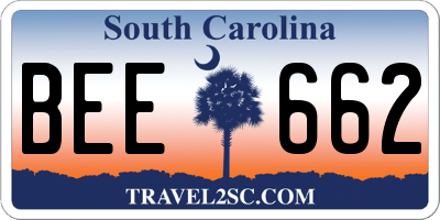 SC license plate BEE662