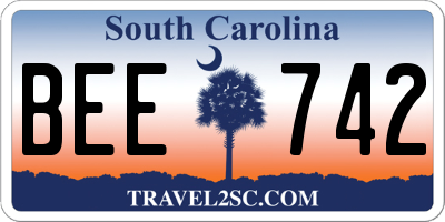 SC license plate BEE742