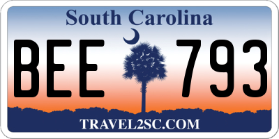 SC license plate BEE793