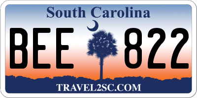 SC license plate BEE822