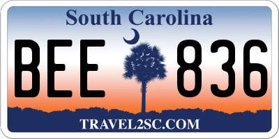 SC license plate BEE836