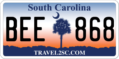 SC license plate BEE868