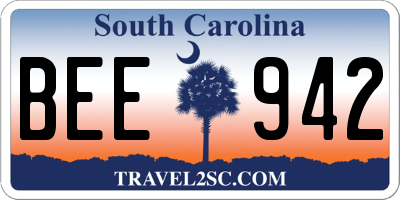 SC license plate BEE942