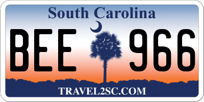 SC license plate BEE966