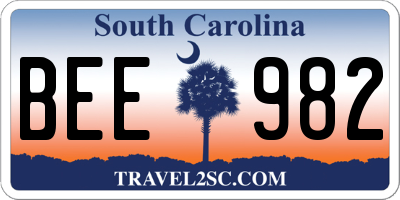 SC license plate BEE982