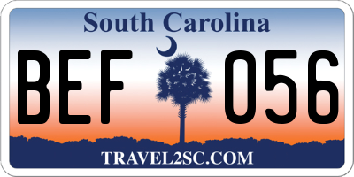 SC license plate BEF056
