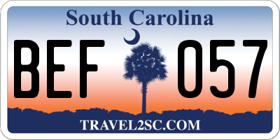 SC license plate BEF057
