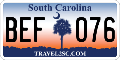 SC license plate BEF076