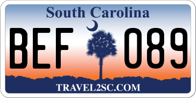 SC license plate BEF089
