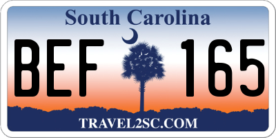 SC license plate BEF165