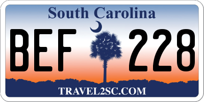 SC license plate BEF228