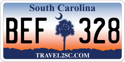 SC license plate BEF328