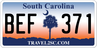 SC license plate BEF371