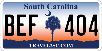 SC license plate BEF404