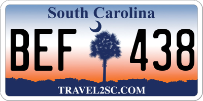 SC license plate BEF438