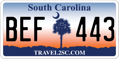 SC license plate BEF443