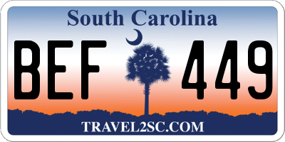 SC license plate BEF449