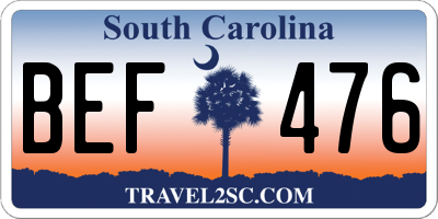 SC license plate BEF476