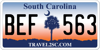 SC license plate BEF563