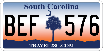 SC license plate BEF576