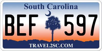 SC license plate BEF597