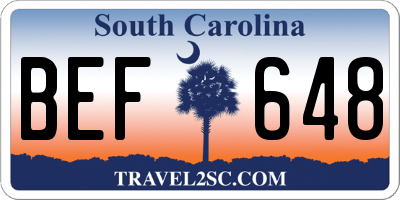 SC license plate BEF648