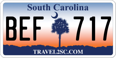 SC license plate BEF717