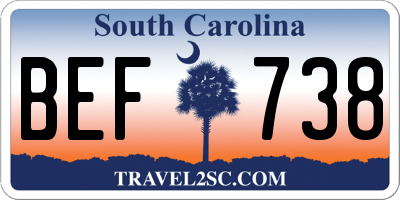 SC license plate BEF738