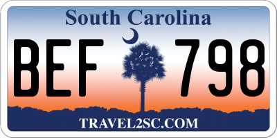 SC license plate BEF798
