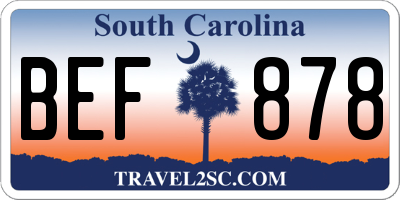 SC license plate BEF878