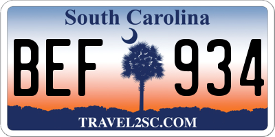 SC license plate BEF934