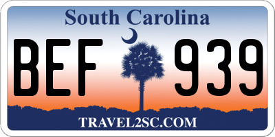 SC license plate BEF939