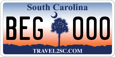 SC license plate BEG000