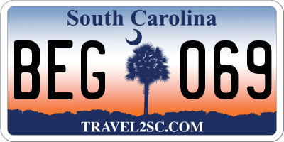 SC license plate BEG069