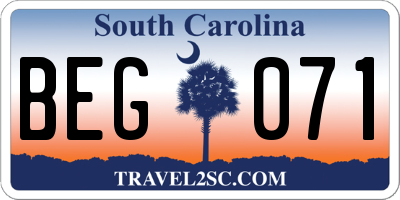 SC license plate BEG071