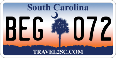 SC license plate BEG072