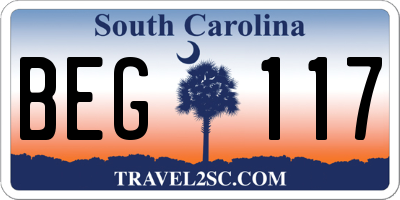 SC license plate BEG117