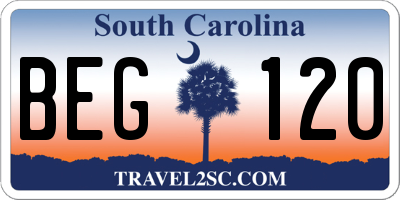 SC license plate BEG120